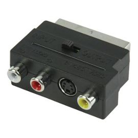 Adaptateur péritel mâle / 3 RCA + S VHS femelles avec interrupteur