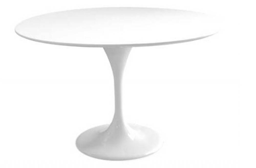 Table ronde de repas design TULIPE laquée blanc 90 cm.
