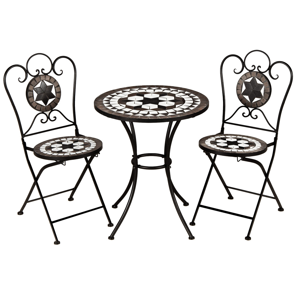 Salon de jardin ORIENTAL mosaique 1 table et 2 chaises pliables