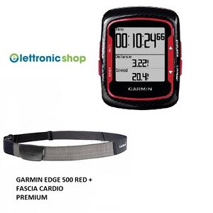 GARMIN GPS EDGE 500 RED + FASCIA CARDIO PREMIUM +OMAGGIO