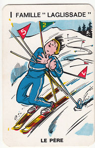 SKI Slalom Carte Humour Humoristique Jeux 7 Familles Chromo 60s