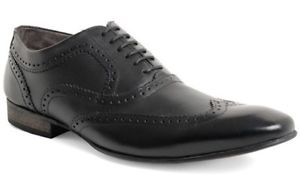 Base London Nutmeg Black Leather New Mens Formal Oxford Brogue Shoes