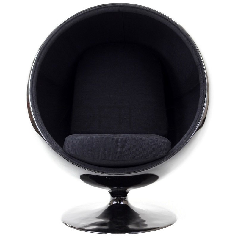 DESTOCK Fauteuil boule, Ball chair coque noir / intérieur velours