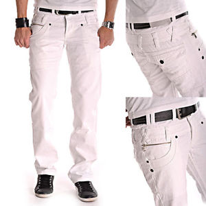Jeans Pour Hommes Double Regard avec elegant Sacs Blanc W29 W38 6022