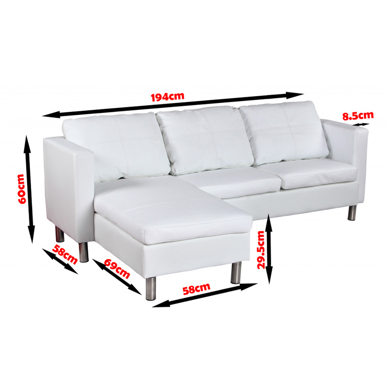 Couch / SALON d’angle en cuir divan canapé meuble SOFA de coin 194 x
