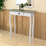 Meuble console table 2 tiroirs design coeur en bois coloris blanc et