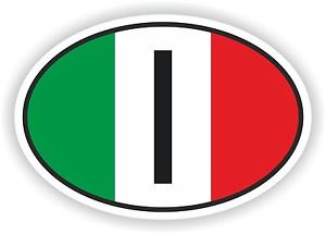 I ITALIE Autocollant OVAL avec drapeau Italien Voiture