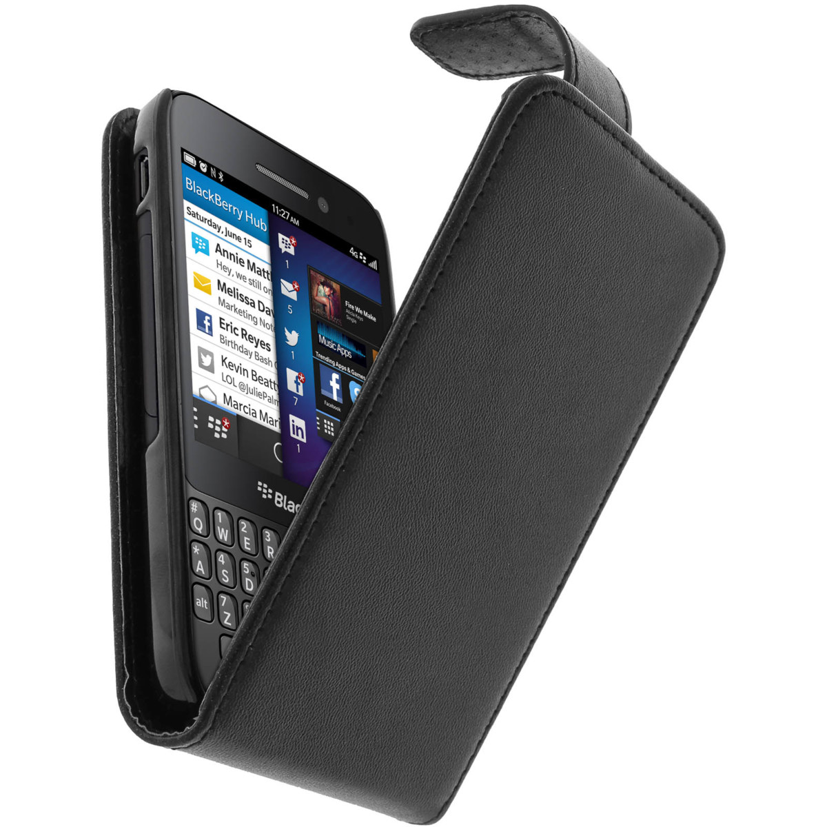 Housse Etui à Clapet Protection BlackBerry Q5 Noir