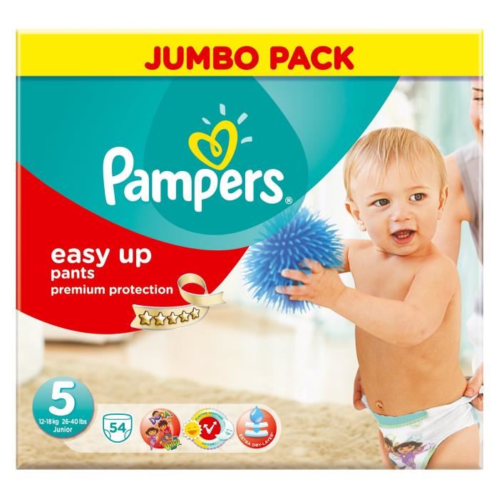 PAMPERS Easy Up Taille 5 (Junior) 12 à 18 kg Couches culottes Jumbo