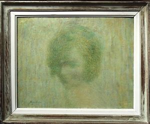 LUCIEN BOULIER 1882 1963 FRENCH IMPRESSIONIST OIL GIRL SIGNED EXHIBIT
