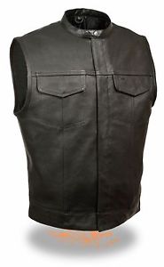 Nouveau cuir gilet en cuir gilet blouson moto biker vest