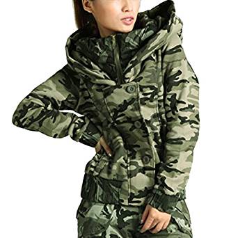 Camo Blouson Femme Camouflage Hiver Coton Chaud Loisir Militaire Veste