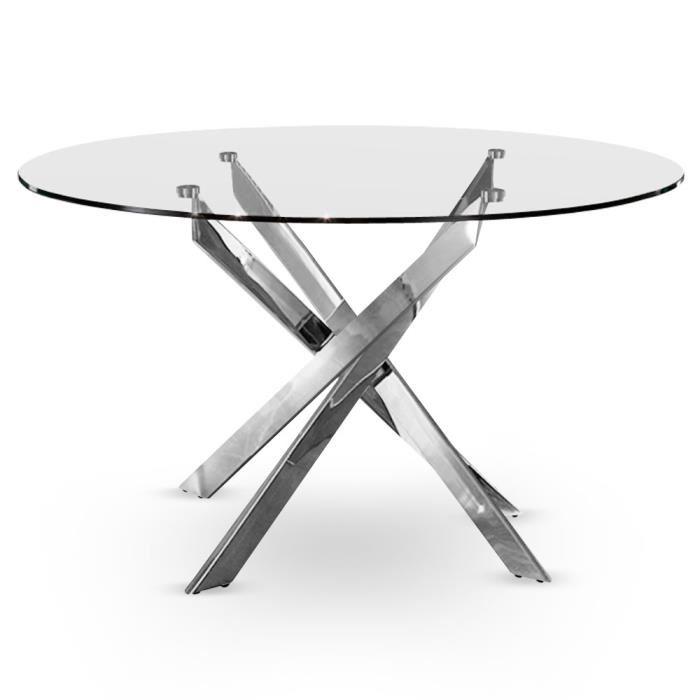 / Vente table a manger seule Table Croisade Chrome Verre