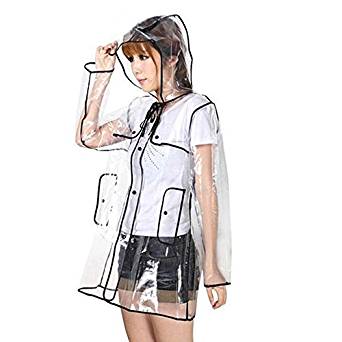 Zizac Imperméable Transparent PVC Manteau De Pluie Trench Femme Fille