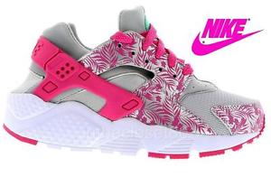 Nike air huarache gs gris argente fleur rose juniors pour femme filles