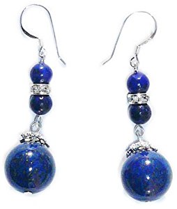 Boucles d’oreilles de Lapis Lazuli en perle sur Argent 925: D Gem