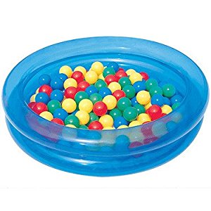 Mini Piscine à Balles Bleue et 50 Balles Multicolores Ø 90cm