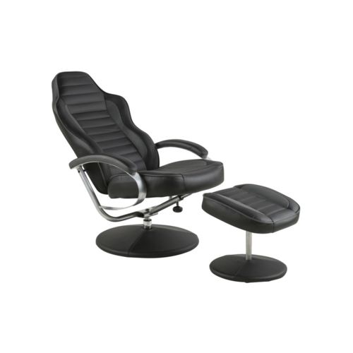 inclinable avec repose pieds en simili cuir, fauteuil relax noir gris