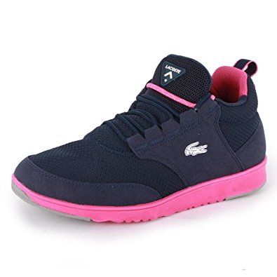 Lacoste L.Ightbase 01 femmes Laced Mesh & Textile Baskets Navy Pink