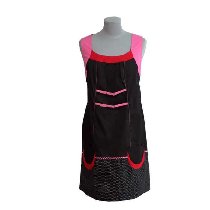 robe trapeze noire et rose by poupee chic
