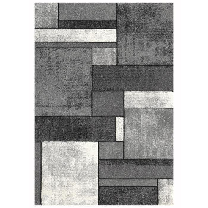 Tapis de salon BRILLANCE GEOMETRIQUE gris 80×150, Tapis moderne