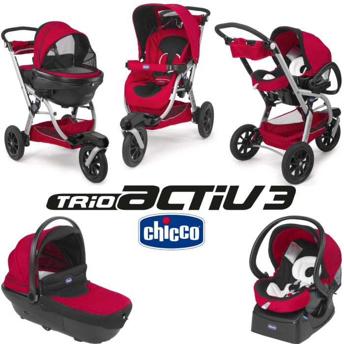 CHICCO Poussette combinée Trio Activ3 Red Wave 3 roues Red Wave