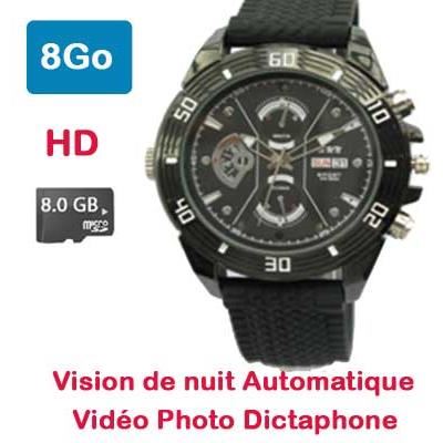 Montre caméra espion Micro SD 8 Go Vision Nocturne Auto Cyber K En