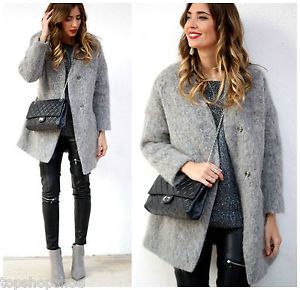 ZARA femme belle en laine melangee gris blazer veste manteau boyfriend