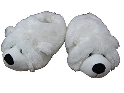 pantoufles en peluche  » ours blanc  » pointure 39 41