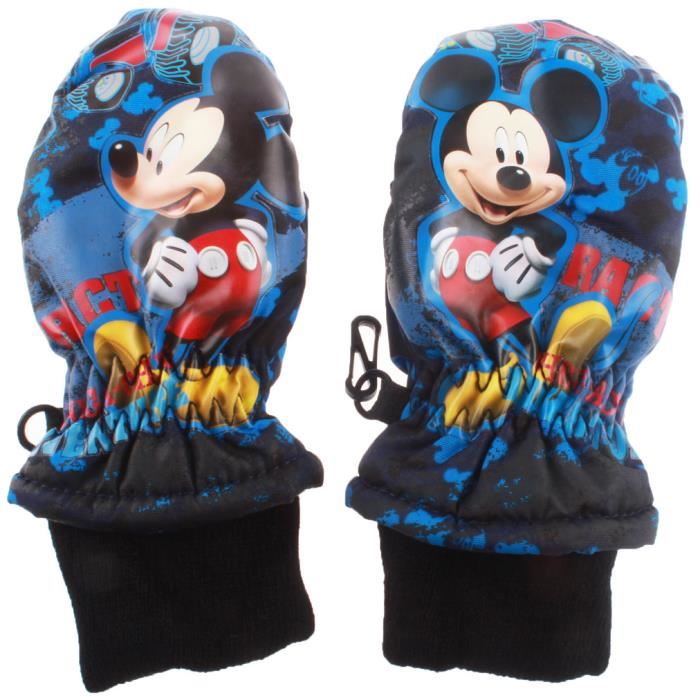 Moufles de ski garçon Disney. Imprimé Mickey sur chaque main, fond