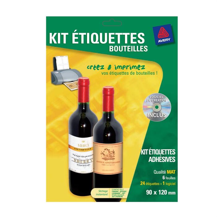 Avery Kit Etiquettes bouteilles Achat / Vente étiquette classement