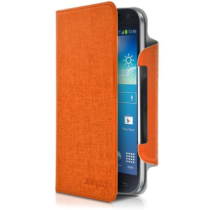 Housse Etui à Rabat Universel S Couleur Orange pour Nokia Lumia 635