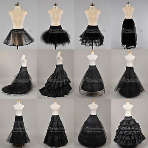 12 Styles Noir Jupon crinoline Mariage Petticoat Robe de mariee Soiree