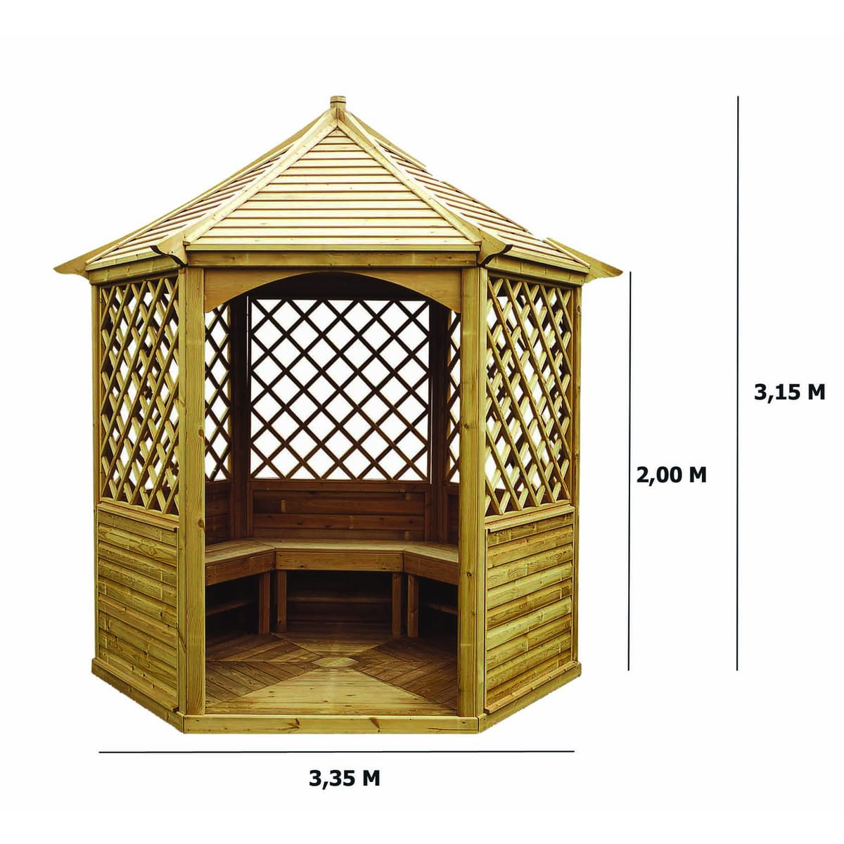 Kiosque de jardin / 4,74 m² Abri en bois hexagonal à prix