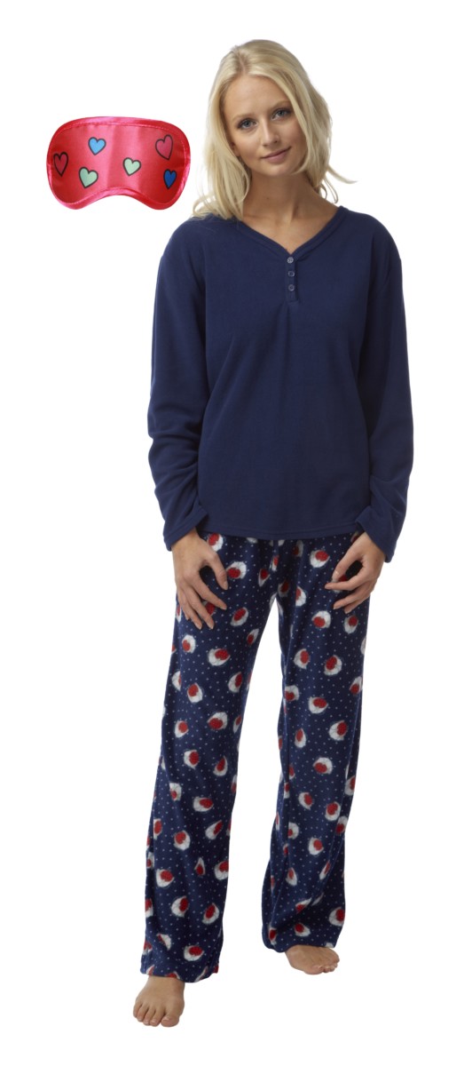Femmes chaud confortable polaire longue lapin pyjama libre masque yeux