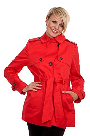 David Barry Trench coat en coton / Veste pour Femme Rouge