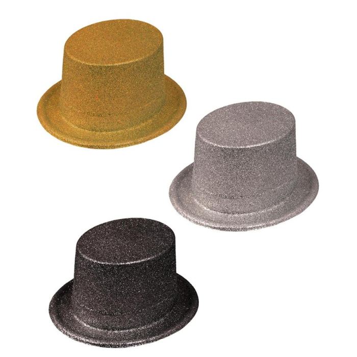 Haut de forme pailletté (noir) Achat / Vente chapeau perruque