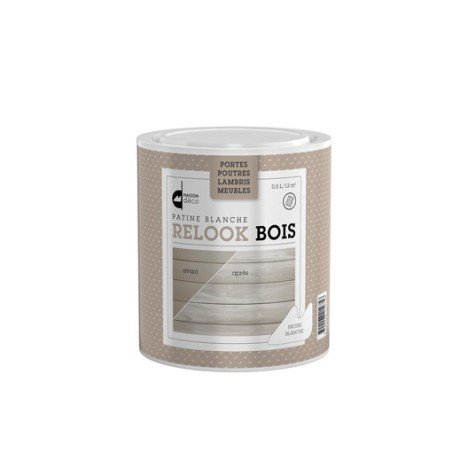 Patine poutre et lambris Relook bois MAISON DECO, Patiné blanche, 0