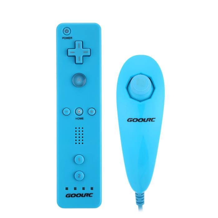 Manette Wii Remote + Nunchuk pour Nintendo Wii + Case bleu Prix pas