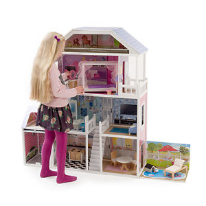 Neuf Maison Poupee Barbie en Bois avec Meubles Mamakiddies 1 3 Metres
