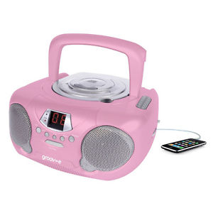 Radiocassette Enfants Rose Portable Aux in MP3 Lecteur CD avec Radio