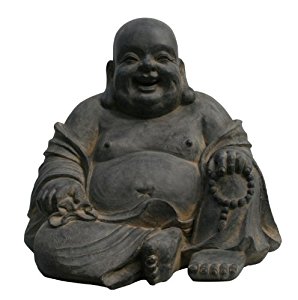 Statuette Bouddha souriant assis maison/jardin 24 cm (hauteur