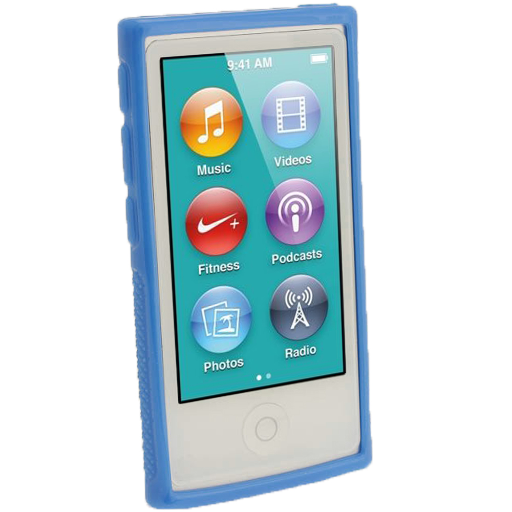 Blue TPU Clip GEL Case FOR NEW Apple Ipod Nano 7th Generation 7G Cover