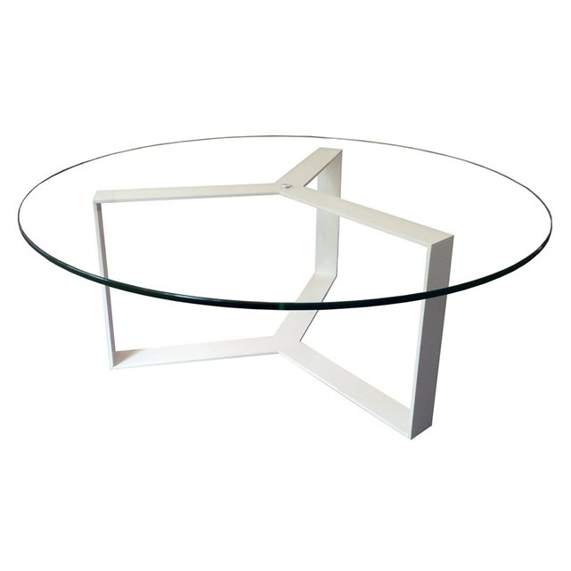 Table basse design acier et verre ronde Séverin ALEX DE ROUVRAY
