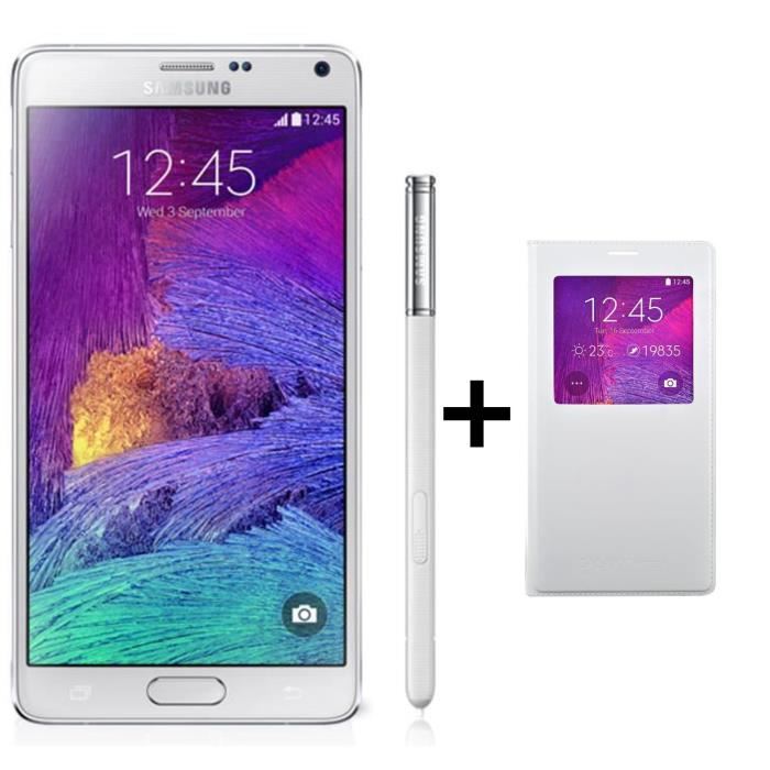 Samsung Galaxy Note 4 Blanc + Etui smartphone, prix pas cher