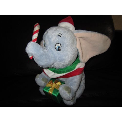 Peluche Doudou Dumbo Éléphant Père Noel Cadeau Vert Sucre D’orge