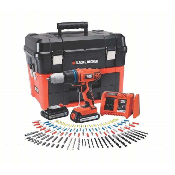 Perceuse 18V Lithium 2 batteries Toolbox 130 acces Achat / Vente
