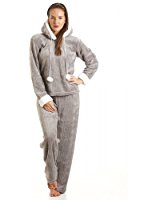 Pyjama à capuche en polaire ultra douce femme gris taille 38 à
