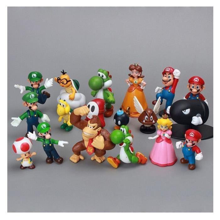Lot de 18 Pièces Super Mario Bros Luigi Goomba Etc Mini Car Figurine