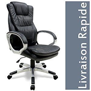 Fauteuil Chaise de bureau ergonomique chaise Gamer PC noir Rembourée